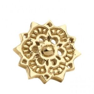 🎁🌕🎇Tawapa 14K Gold Ornate Gold Lotus Snowflake Earring Stud